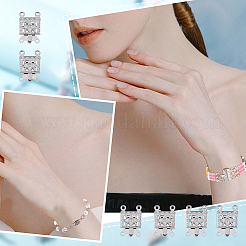 100 Sets 2-Strands 4-Holes 304 Stainless Steel Box Clasps&nbsp;STAS-DC0012-94