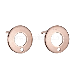32個 4色 304ステンレススチールスタッドピアス金具  ドーナツ  ミックスカラー  10.3mm  穴：1.3mm  ピン：0.7mm  8個/カラー&nbsp;STAS-LS0001-08