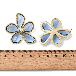 Brass Glass Stud Earrings for Women&nbsp;KK-CBABDD8-18G