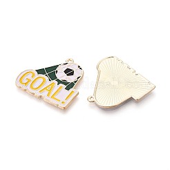 合金エナメルチャーム  サッカーとワードゴールのチャーム  ゴールドカラー  濃い緑  26x28x1mm  穴：1.2mm&nbsp;ENAM-T025-01G-05