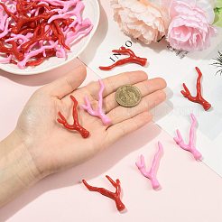 40個の不透明なアクリルパーツ  DIYのヘアピンアクセサリー  サンゴの形  ファイヤーブリック  46x34x8.5mm  穴：1.8mm&nbsp;SACR-FS0001-50