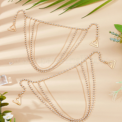 Alloy & Iron Crystal Rhinestone Tassel Sexy Shoulder Bra Body Chains&nbsp;AJEW-WH0455-359G