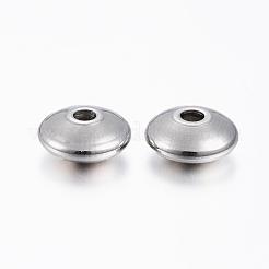 変色しにくい201ステンレススチールスペーサービーズ  ロンデル  ステンレス鋼色  8x3.5mm  穴：2mm&nbsp;STAS-H376-52