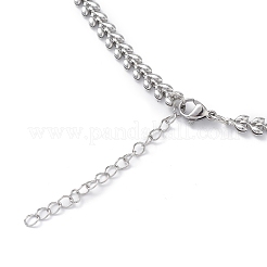 変色しない304ステンレススチールコブチェーンネックレス男性用女性用  ステンレス鋼色  18.03インチ（45.8cm）&nbsp;STAS-B039-09P