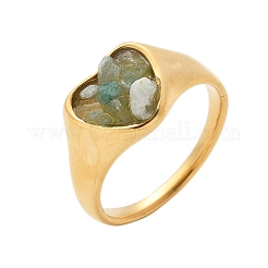 Heart Natural Aquamarine Finger Rings&nbsp;RJEW-D303-01G-02