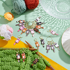 20Pcs 10 Colors Cat Alloy Enamel Pendant Locking Stitch Markers&nbsp;HJEW-WH00158