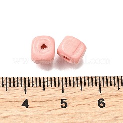 スプレー塗装木製ビーズ  正方形  ミスティローズ  6x6x6mm  穴：1.6~2mm&nbsp;WOOD-P021-01A-25