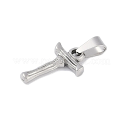 変色しない304ステンレススチールペンダント  竹風  ステンレス鋼色  文字.t  18x11x3mm  穴：3x7mm&nbsp;STAS-F235-01P-T