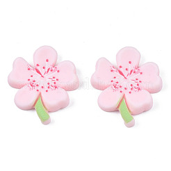 スプレー塗装された不透明な樹脂カボション  花  ピンク  25x21x4.5mm&nbsp;CRES-S302-53A