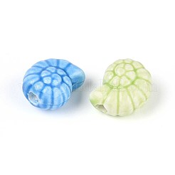 ハンドメイドの磁器セラミックビーズ  光沢釉の磁器  シェル形状  ミックスカラー  14x12x7.5~8mm  穴：2~2.5mm&nbsp;PORC-T133-25M