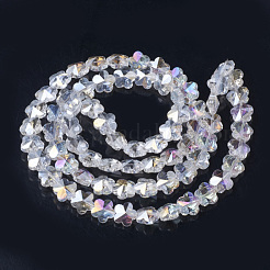 電気メッキガラスビーズ  ABカラーメッキ  多面カット  スモモの花  クリアAB  13x13.5x8.5mm  穴：1mm&nbsp;EGLA-Q091-14mm-C19