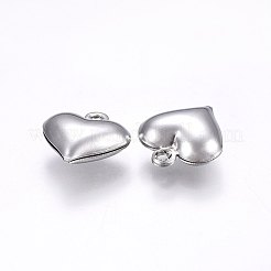 変色しにくい304ステンレススチールチャーム  膨らんだ心  ステンレス鋼色  13x11.5x4.5mm  穴：1.2mm&nbsp;STAS-E438-19P