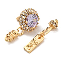 Brass Micro Pave Clear Cubic Zirconia Fold Over Clasps&nbsp;KK-U037-24G-02