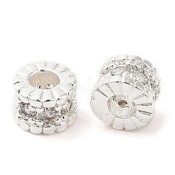 Rack Plating Brass Micro Pave Cubic Zirconia Beads&nbsp;KK-A186-03A-S