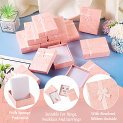 厚紙のギフトボックス  ジュエリー収納用品  ちょう結びの長方形  ピンク  9.2x7.1x3.1cm&nbsp;CBOX-TAC0005-02