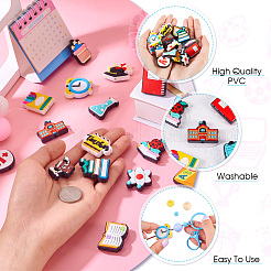 17個 17スタイル 学校用品 PVCプラスチックビーズ  混合図形  19~30x21~33x8~9.5mm  穴：3mm  1個/スタイル&nbsp;KY-TA0001-46