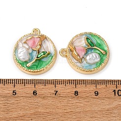Alloy Enamel Flower Pendants&nbsp;ENAM-B028-41KCG-03