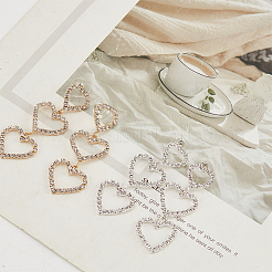 2 Pairs 2 Colors Crystal Rhinestone Triple Hollow Heart Dangle Stud Earrings with 925 Sterling Silver Pins&nbsp;EJEW-AN0001-22