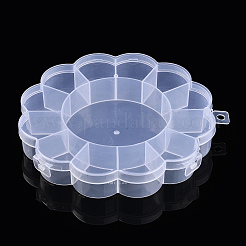 花のプラスチックビーズ保存容器  13のコンパートメント  透明  15.5x15.5x2.5cm&nbsp;CON-Q023-21