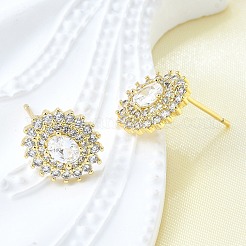 Brass Micro Pave Clear Cubic Zirconia Stud Earrings&nbsp;EJEW-F363-05G