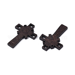 宗教木のペンダント  クロス  ココナッツブラウン  43.5~44x31.5~32x4mm  穴：4.5x3mm&nbsp;WOOD-T032-46