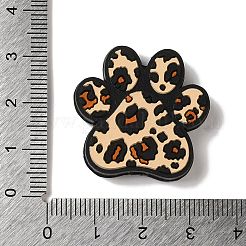 ヒョウ柄の足跡シリコンフォーカルビーズ  モカシン  27x28x7mm  穴：3.5mm&nbsp;SIL-G011-01B