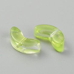 透明な手作りのランプワークビーズ  葉  緑黄  6.5x14x5mm  穴：1mm&nbsp;LAMP-CJC0012-01H
