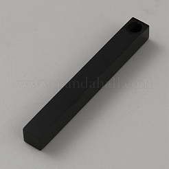 304ステンレスペンダント  長方形のチャーム  ブラック  39.5x4.5x4.5mm  穴：3mm&nbsp;STAS-WH0036-40EB
