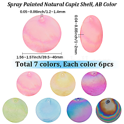 42Pcs 7 Colors Spray Painted Natural Capiz Shell Pendants&nbsp;SSHEL-SC0001-44