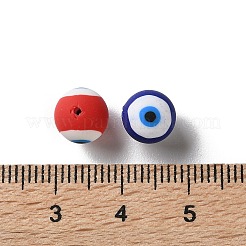 手作り樹脂粘土ビーズ  ナザールボンジュウ付きラウンド  ミックスカラー  8mm  穴：1mm&nbsp;CLAY-Z004-01