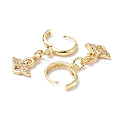 Clear Cubic Zirconia Angel Dangle Hoop Earrings&nbsp;EJEW-B017-07G