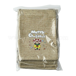 12Pcs 12 Styles Christmas Printed Burlap Packing Pouches Drawstring Bags&nbsp;ABAG-FS0001-03B