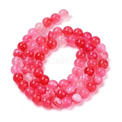 天然石縞瑪瑙/バンデットアゲートビーズ連売り  染め  ラウンド  インディアンレッド  6mm  穴：0.8mm  約32個/連  7.60''（19.3センチメートル）&nbsp;G-Z060-A01-A15