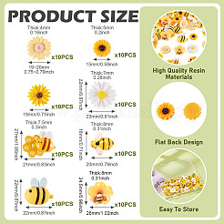 80Pcs 8 Styles Resin Cabochons Bees & Flower&nbsp;RESI-TA0004-24