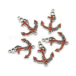 Anchor Antique Silver Tone Alloy Rhinestone Links connectors&nbsp;LS-ALRI-N024-03D