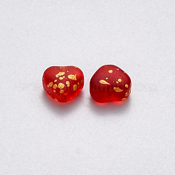 透明なスプレー塗装ガラスビーズ  ハート  暗赤色  6x6x4mm  穴：0.7mm&nbsp;GLAA-R211-02-E03