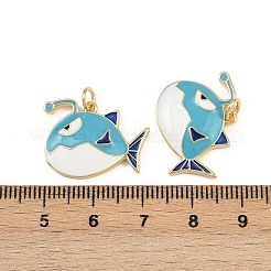 真鍮製エナメルペンダント  ラックめっき  鉛フリー＆カドミウムフリー  長持ちメッキ  丸カン付き  アンコウチャーム  18KGP本金メッキ  ミックスカラー  17x22x3mm  穴：3mm&nbsp;KK-L241-20G