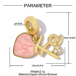 Brass Micro Pave Clear Cubic Zirconia Pendants&nbsp;CU-OY001-70G