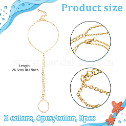 8Pcs 2 Colors Iron Curb Chain & Cable Chain Anklets&nbsp;AJEW-HY0002-70