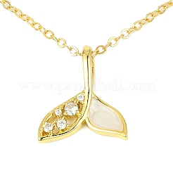 Epoxy Resin Mermaid Fish with Cubic Zirconia Pendant Necklace&nbsp;NJEW-TA00109