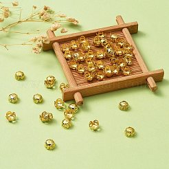 アイアンファンシービーズキャップ  花  4花びら  ゴールドカラー  サイズ：直径約8mm  厚さ4mm  穴：1mm&nbsp;X-ZX-E003Y-G