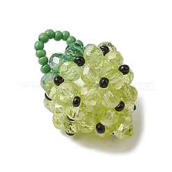 ガラスシードビーズペンダント  苺  緑黄  26x18x18mm  穴：4x5mm&nbsp;PALLOY-GD00003-03