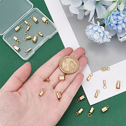 304ステンレススチールコードエンド  エンドキャップ  コラム  ゴールドカラー  8.5~10x3~6mm  穴：3.5~4mm  内径：2.3~5mm  24個/箱&nbsp;STAS-UN0009-49G