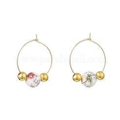 Handmade Flower Printed Porcelain Ceramic Earrings&nbsp;EJEW-JE07440