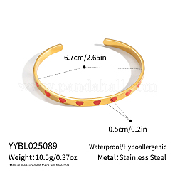 304 Stainless Steel Enamel Red Heart Open Cuff Bangles for Women&nbsp;JS6918