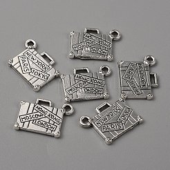 合金のチベット風チャーム  ニューヨーク、パリ、東京という単語が入ったスーツケース  アンティークシルバー  13x17.5x2mm  穴：1.5mm&nbsp;FIND-CJC0004-51AS