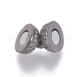 Brass Micro Pave Cubic Zirconia Magnetic Clasps with Loops&nbsp;ZIRC-G097-01