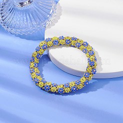 女性用ガラスシード編み込みフラワービーズストレッチブレスレット  シャンパンイエロー  内径：2インチ（5cm）&nbsp;BJEW-MZ00034
