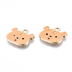 Light Gold Plated Alloy Enamel Pendants&nbsp;X-ENAM-T009-83B-RS