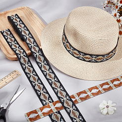 7M Polyester Jacquard Flower Ribbon&nbsp;OCOR-WH0088-86